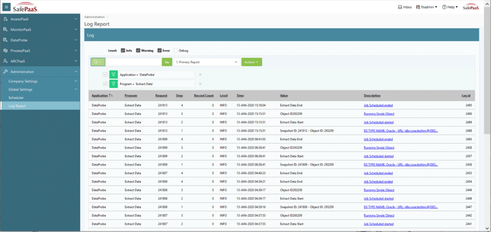 Audit log spreadsheet controls